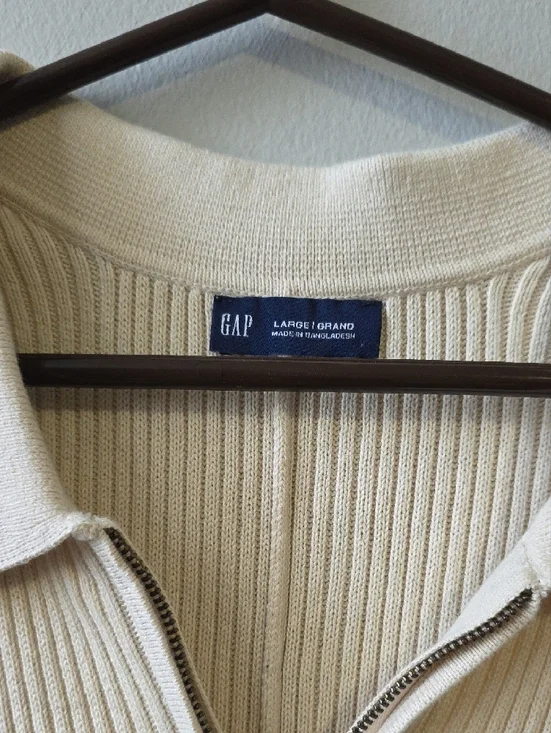 GAP old Money Classic Cream Ribbed Polo Mini Dress with Black Trim RSP $80 - Picture 3 of 8